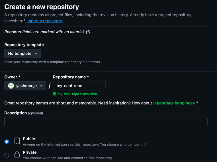 Creating a new repository